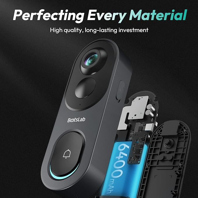 BOTSLAB 5MP Wireless Video Doorbell Camera, 180° Head-to-Toe View, AI Motion - Image 4