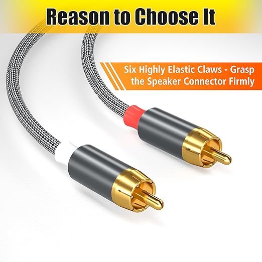 AGVEE 10ft RCA Cable, 2 RCA Male Thickened Six Claws Plug Stereo Auxiliary - Image 2