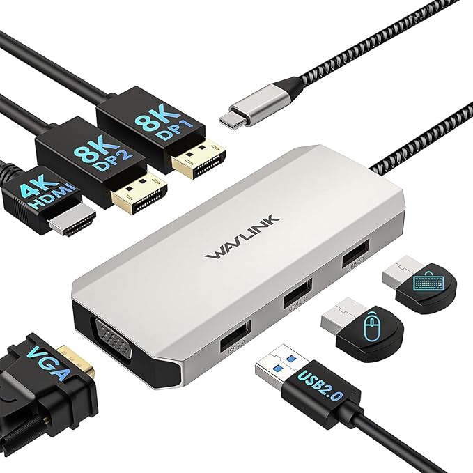 USB C Docking Station Dual DP Monitor, Displayport Docking Station by WAVLINK%C2%AE