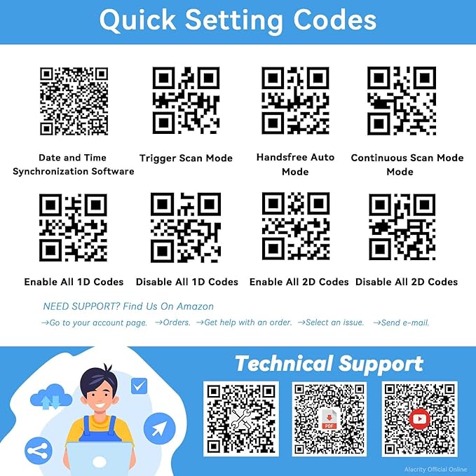Alacrity Wireless Charging 1D 2D Barcode Scanner, UHF RFID Tags Reader - Image 2
