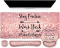 iCasso Mouse Pad, Large Pink Desk Mat Set, 4in1 XXL Mousepad + Keyboard Wrist by iCasso