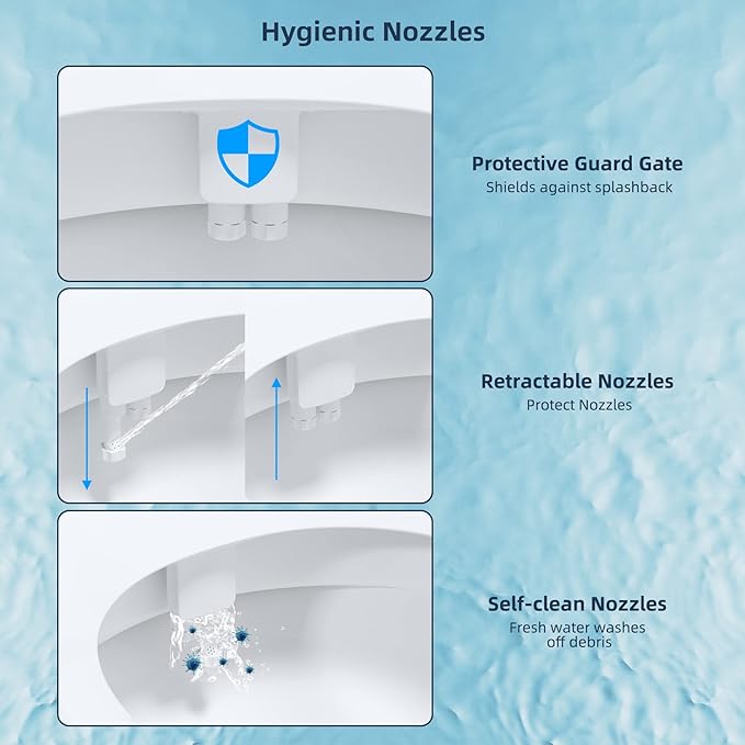 Hibbent Bidet Attachment for Toilet, Self Cleaning Dual Nozzle, Hot & Cold - Image 5