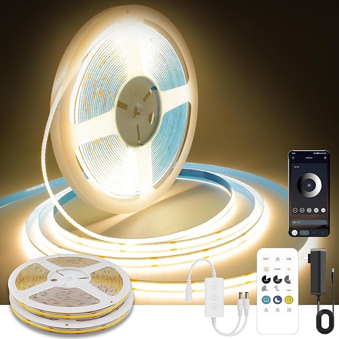 Pandery COB LED Strip Lights Warm White, 24V Dimmable led Light Strip KIT by PanderyCOBLightUPYourLife