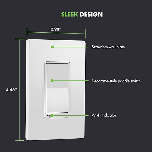 TOPGREENER Smart Light Switch, UL Listed, Neutral Wire Required, Single Pole or - Image 2