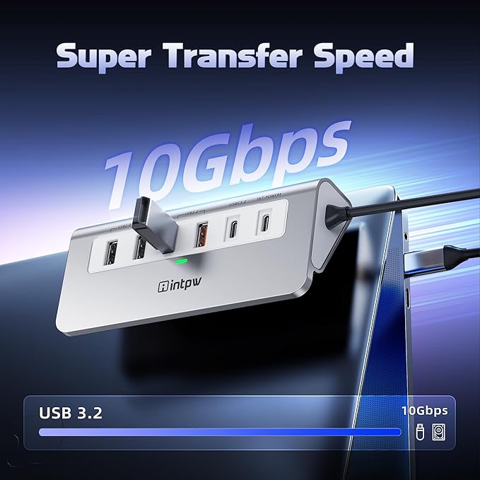 intpw P9 PRO USB C Hub 10Gbps, 9-in-1 USB C Docking Station - Image 5