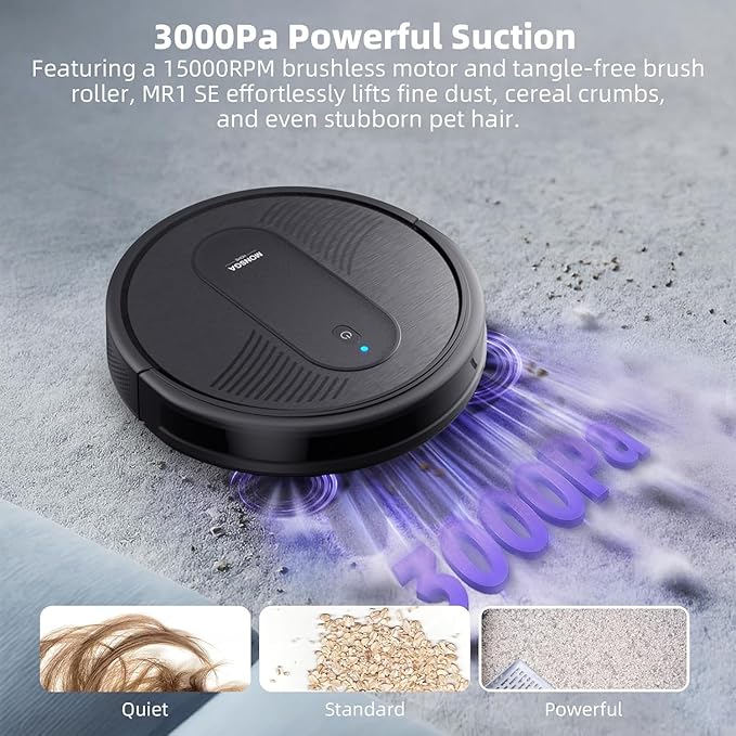 MONSGA Robot Vacuum Cleaner, 4000Pa Powerful Suction Robotic Vacuum, 3.2" - Image 2