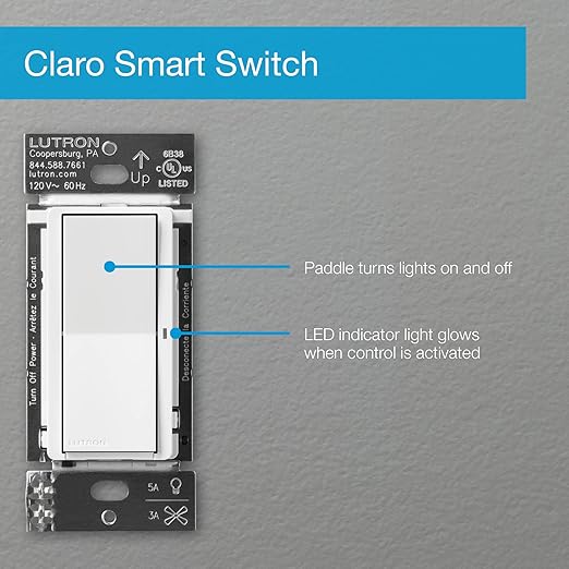 Lutron Claro Smart Switch for Caseta Lighting, for LED Lights, 5 Amp, - Image 12