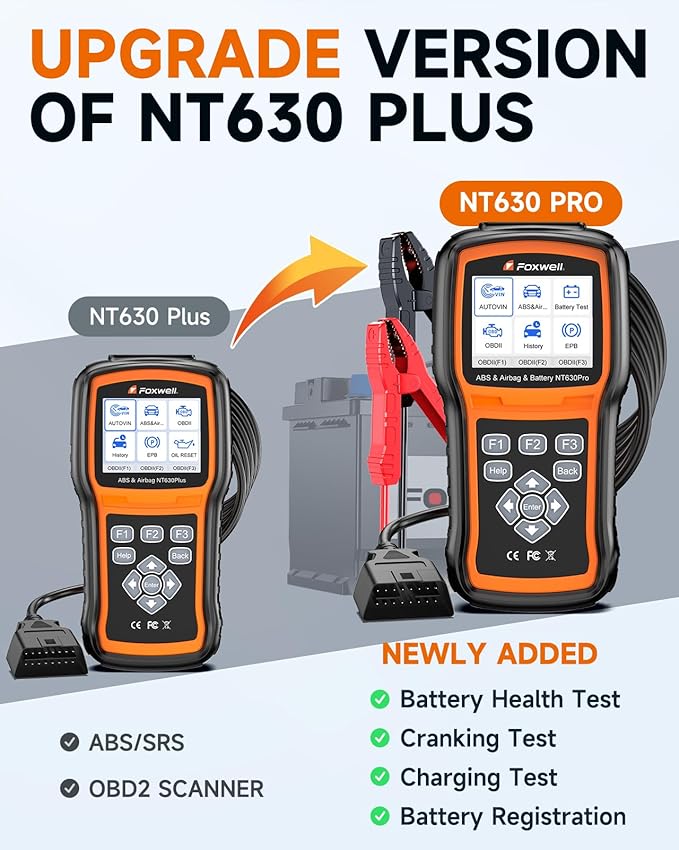 2026 FOXWELL NT630 Pro 2-in-1 ABS SRS Scan Tool & Battery Tester, OBD2 Scanner - Image 2