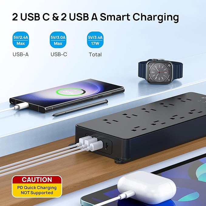 TROND Power Strip Surge Protector, ETL Listed, 10 Widely Spaced Outlets - Image 3