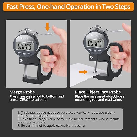 Neoteck Digital Thickness Gauge 1inch/25.4mm, 0.00005inch/0.001mm LCD Display - Image 5