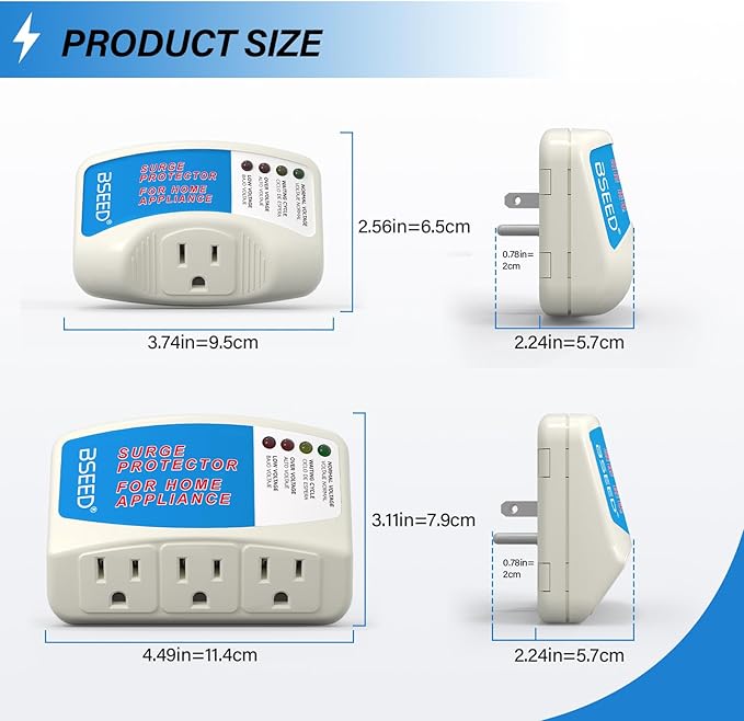 BSEED Surge Protector for Refrigerator, Single Outlet Surge Protector Plug in - Image 2