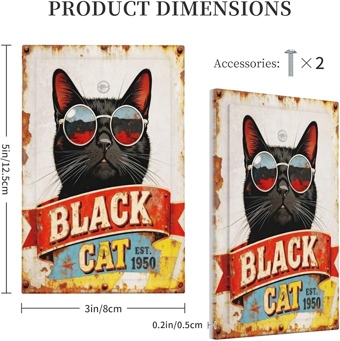 Bvtewkhz Black Cat Vintage No Device Single Blank Decorative Outlet Covers - Image 5
