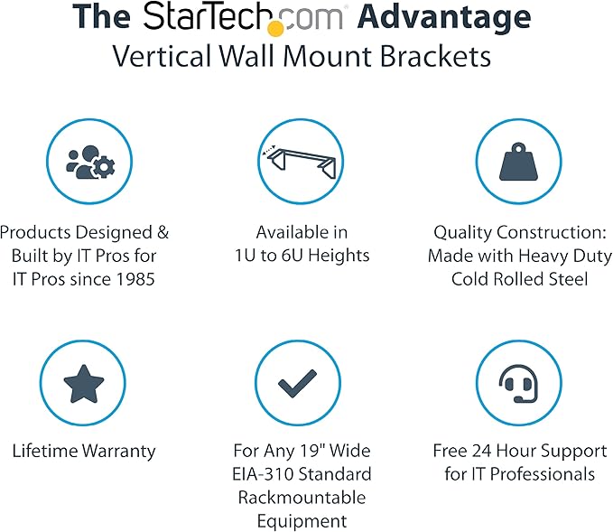 StarTech.com 5U Vertical Wall Mount Rack - 19in Low Profile Open Wall Mounting - Image 2