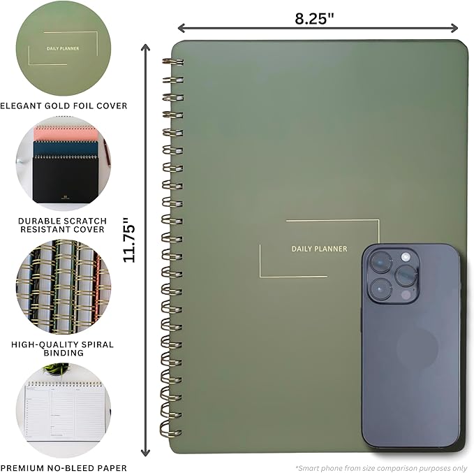 | Durable & Sleek | Undated Daily and Weekly Planner | 8.25" x 11.75" | To Do - Image 2