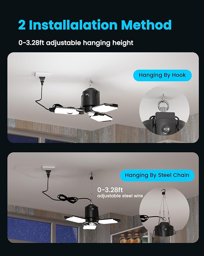 Kryoza Garage Motion Sensor Lights Plug-in 2Pack, 8000LM Super Bright Motion - Image 7