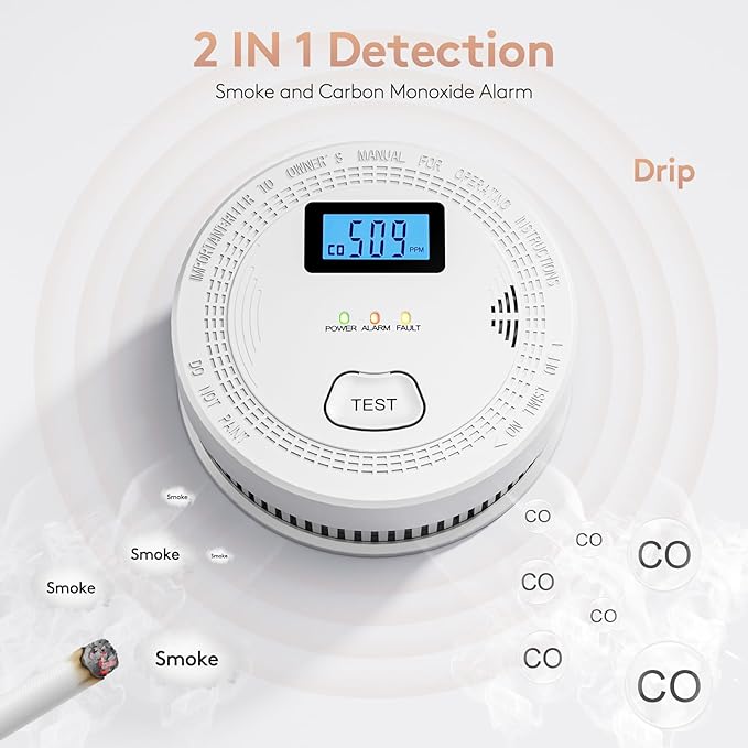 6 Packs, 2 in 1, Smoke Carbon Monoxide Detector, Carbon Monoxide - Image 4