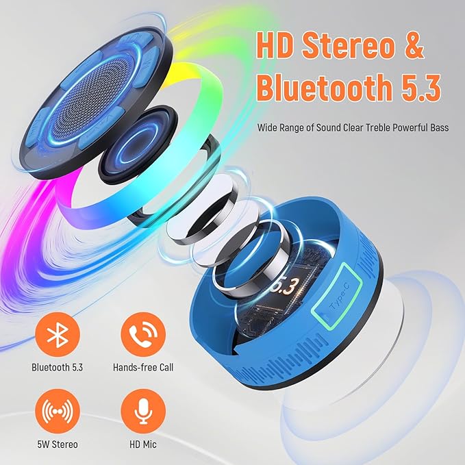 Shower Bluetooth Speaker IPX7 Waterproof, Portable Bluetooth Speakers - Image 2
