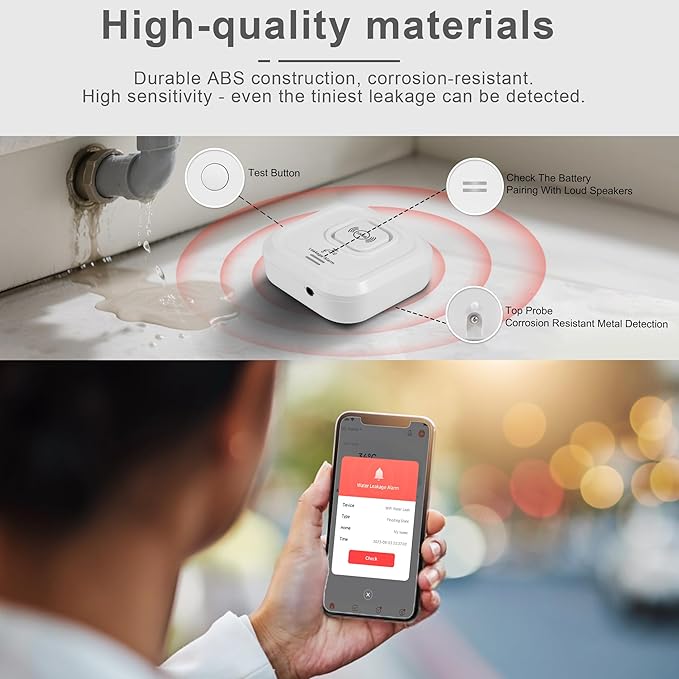100dB Smart Water Sensor Alarm Water Leak Detector, - Image 3