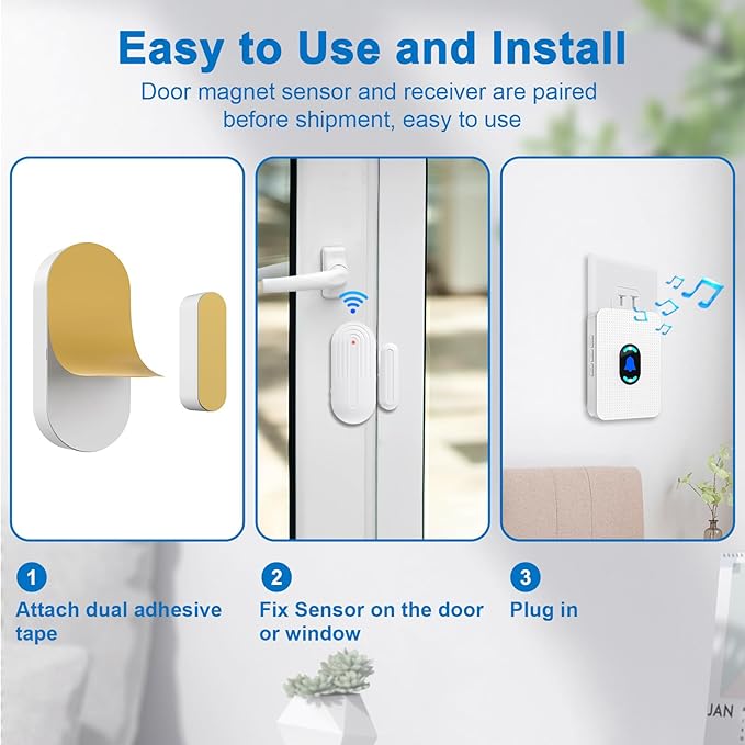Daytech Wireless Door Chime Alarm System - 800ft Long Range - Image 7
