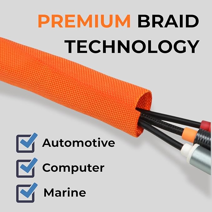 HOLED 5/8 inch Split Braided Cable Management Sleeve - Image 2