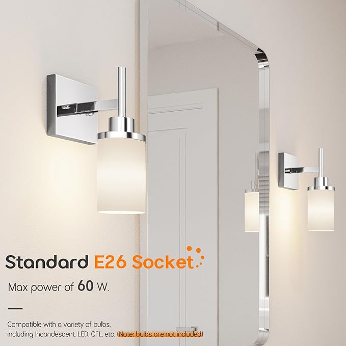 AONEON Vanity Lights Polished Chrome Bathroom Light Fixtures - Image 3