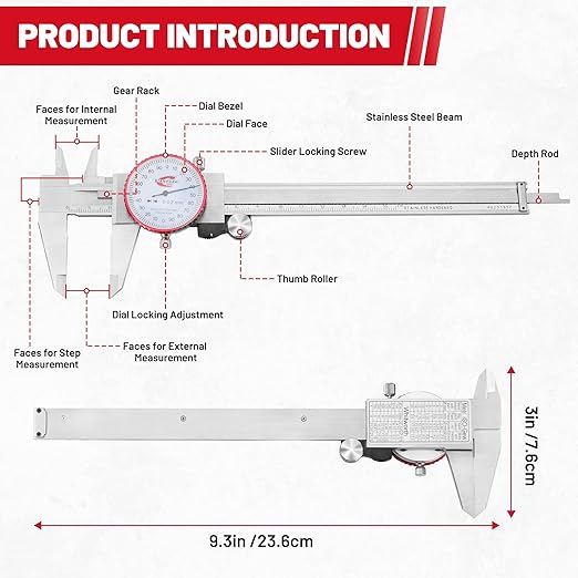 Standard Gage Metric Dial Caliper Measuring Tool 0-150mm Range, Analog - Image 2