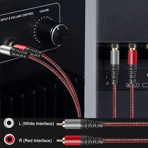 Tiierzon RCA Cable 6Ft, 2Rca Male to 2-RCA Male Audio Stereo Subwoofer Cable - Image 2