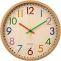 bakbrand Kids Wall Clock Silent Non-Ticking Colorful Childrens Clock Round by BAKBRAND