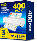 BURVAGY 400 Pack Laminating Sheets, 3 Mil, 9 x 11.5 Inches Thermal Laminating by BURVAGY
