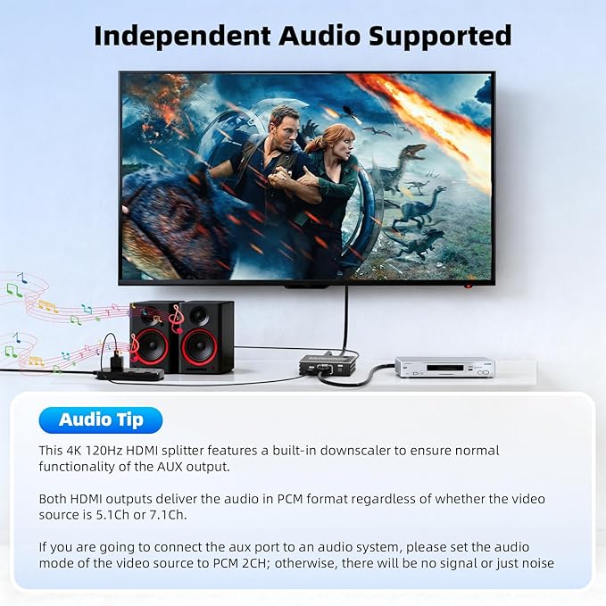 HDMI 2.1 Splitter 1 in 2 Out 4K 120Hz 8K 60Hz - Image 6