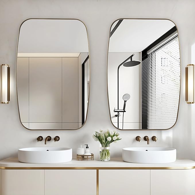 Oval Mirrors for Bathroom, Brushed Gold Oblong Bathroom Wall Mounted Modern - Image 3