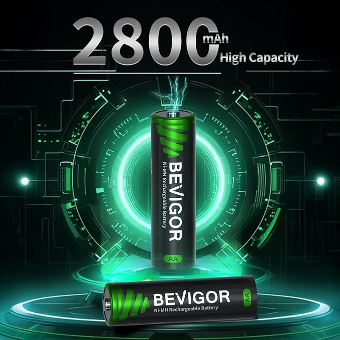 BEVIGOR AA Rechargeable Batteries 1500 Cycle, 2800 mAh High Capacity 1.2V NiMH - Image 2
