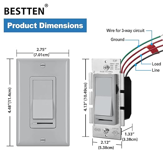 BESTTEN 2 Pack Dimmer Wall Light Switch, Compatible - Image 6