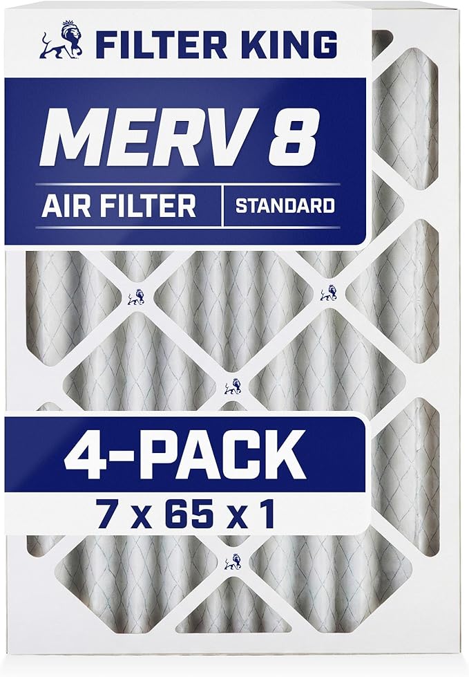 Filter King 7x65x1 Air Filter | 4-PACK | MERV 8 HVAC Pleated A/C Furnace by FilterKing