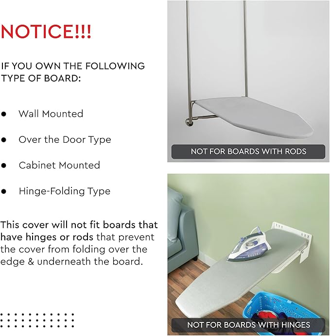 Encasa XO Ironing Board Cover and Pad 42"x14" - 4mm Felt Medium Iron Board - Image 8