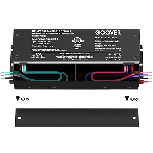 GOOVER 100W Dimmable LED Driver, 12V Triac Dimmable Power Supply, AC to DC - Image 2
