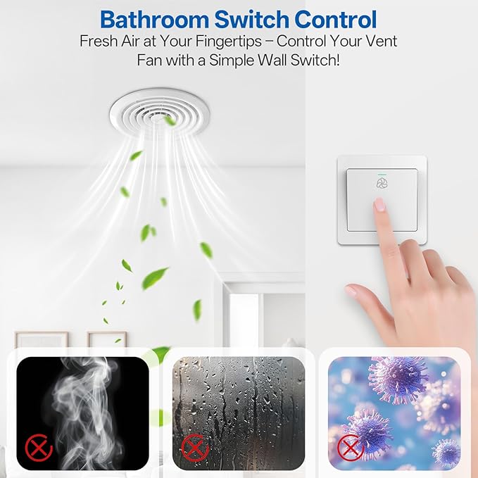 Hawkrown 8 Inch Round Bathroom Exhaust Fan，110 CFM 1 Sone Powerful and Quiet - Image 3
