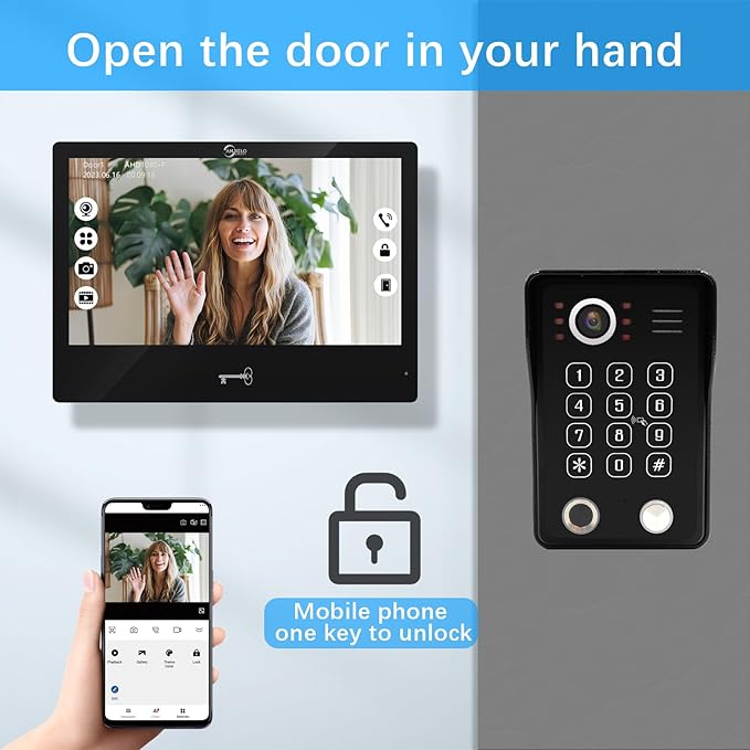 Wired Video Apartment Intercom System, Door Phone Kit, 10 Inch Touch Monitor - Image 6
