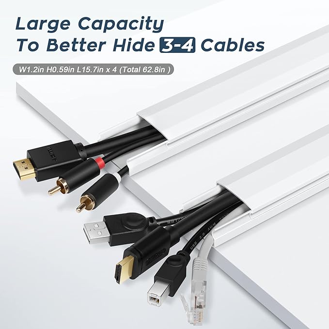 TV Cable Hider - 62.8in PVC Cord Hider Cable Management Wall, Paintable Cord - Image 4