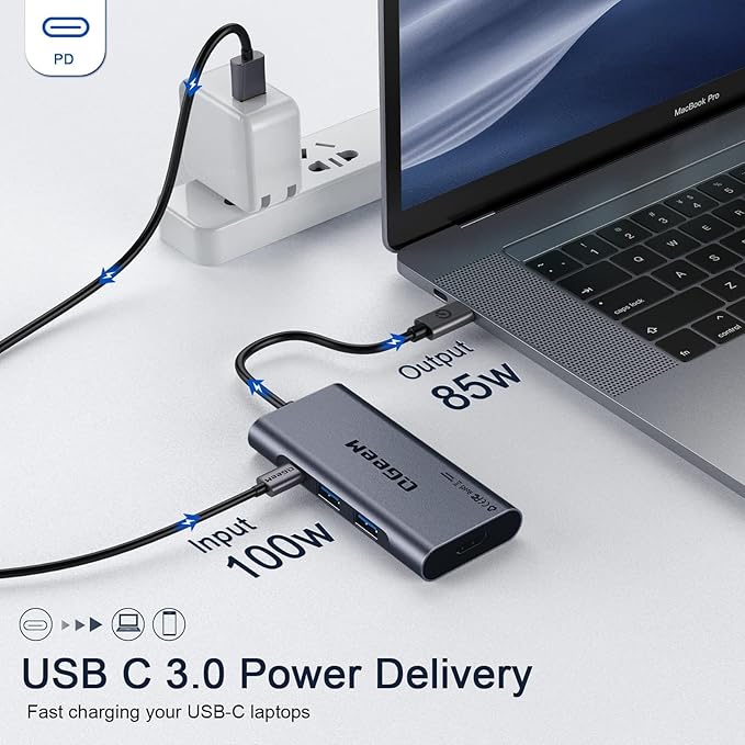 USB C Hub, QGeeM USB 4k to HDMI Adapter, 7 in 1 USB-C Dongle - Image 5