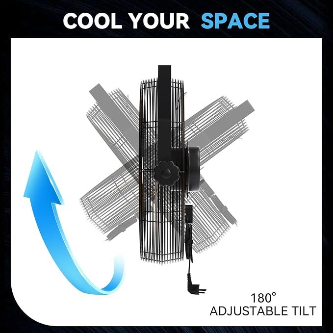 2600 CFM 14 inch Outdoor High Velocity Wall Mounted Fan, 3-Speed Metal Fans - Image 6