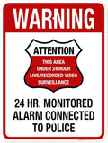 Warning 24 HR. Monitored Alarm Connected To Police Sign, 18x24 Inches, Rust by MySignCenter