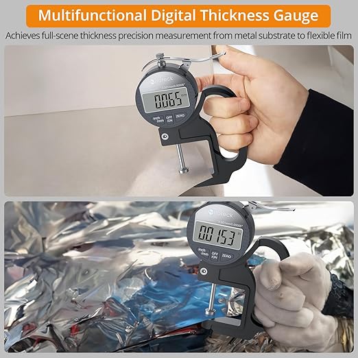 Neoteck Digital Thickness Gauge 1inch/25.4mm, 0.00005inch/0.001mm LCD Display - Image 7