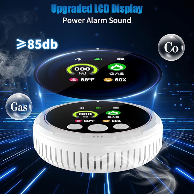 3 Pack 4-in-1 Carbon Monoxide Detectors &Natural Gas Leak Detector, Portable - Image 3