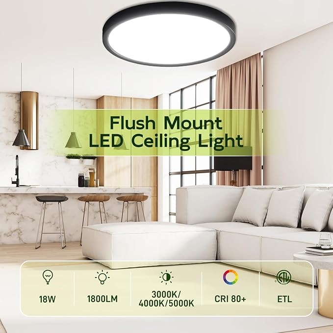 hykolity 9 Inch Selectable CCT LED Round Flat Panel Light, 18W 1800LM - Image 5