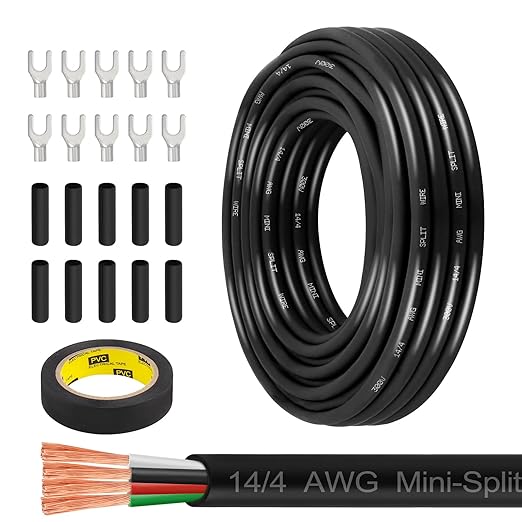 MOOKEERF 14/4 AWG Mini-Split Cable - 30FT 14 AWG 4 Conductor Control Cable 300V by MOOKEERF