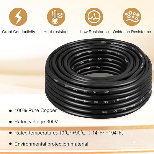 MOOKEERF 14/4 AWG Mini-Split Cable - 25FT 14 AWG 4 Conductor Control Cable 300V - Image 3