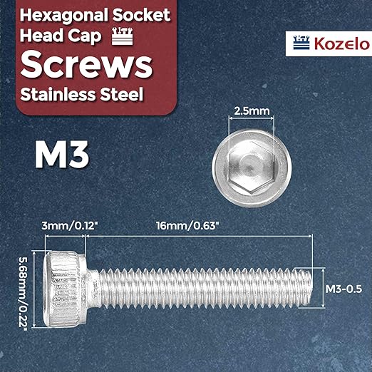 Kozelo 50pcs Socket Head Cap Screws - Image 2