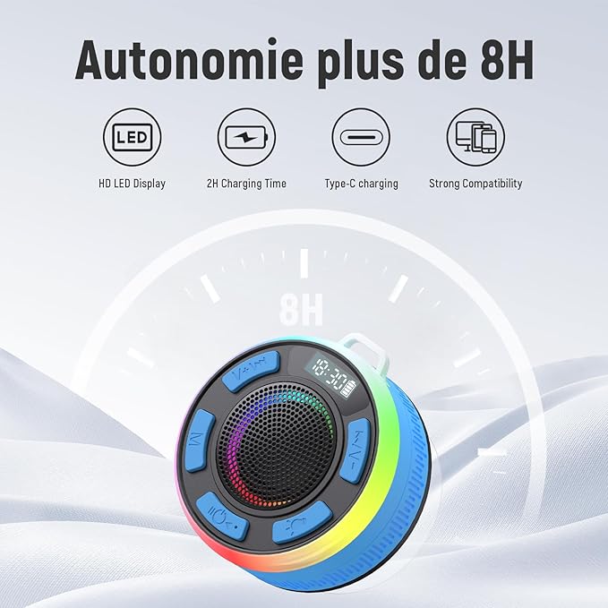 IPX7 Waterproof Shower Bluetooth Speaker, Portable Small Speaker - Image 7