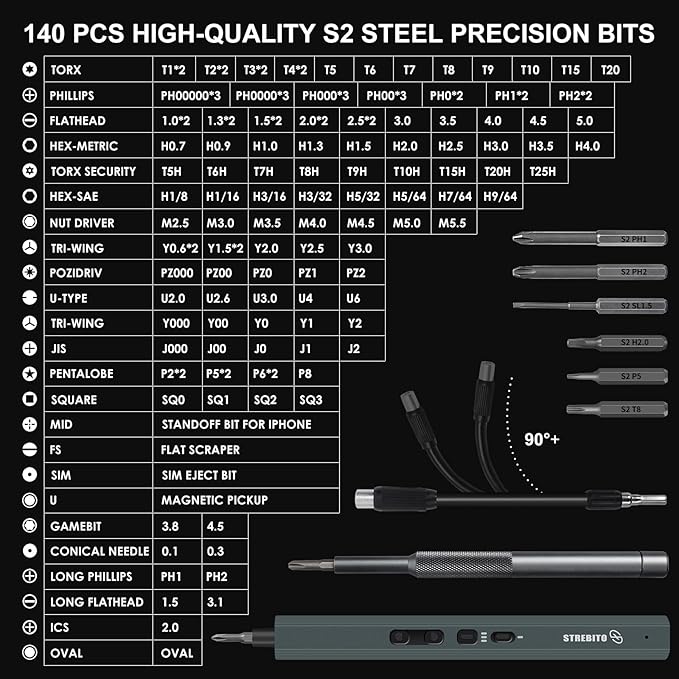 STREBITO Electric Screwdriver 155 in 1 Mini Electric Screwdriver Set, Max 5 N.m - Image 5